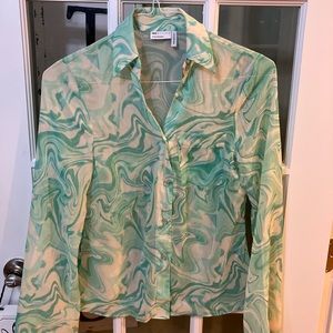 Asos design sheer collard 90’s shirt sheet women blouse US Sz 6